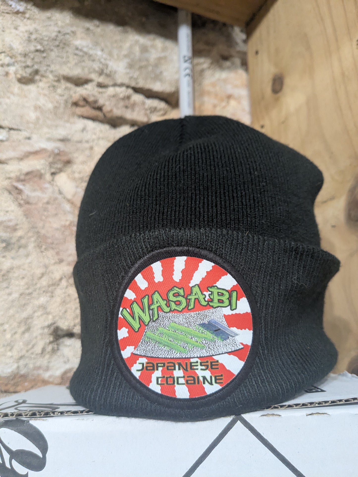 Neon Sandwich knitted beanies.